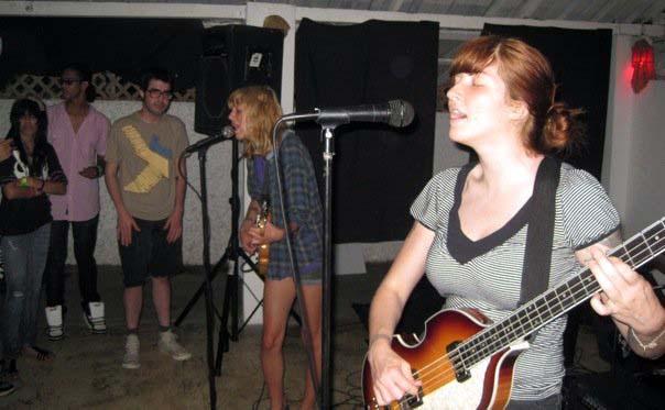 LR Cassie Ramone on guitar and Kickball Katy on bass